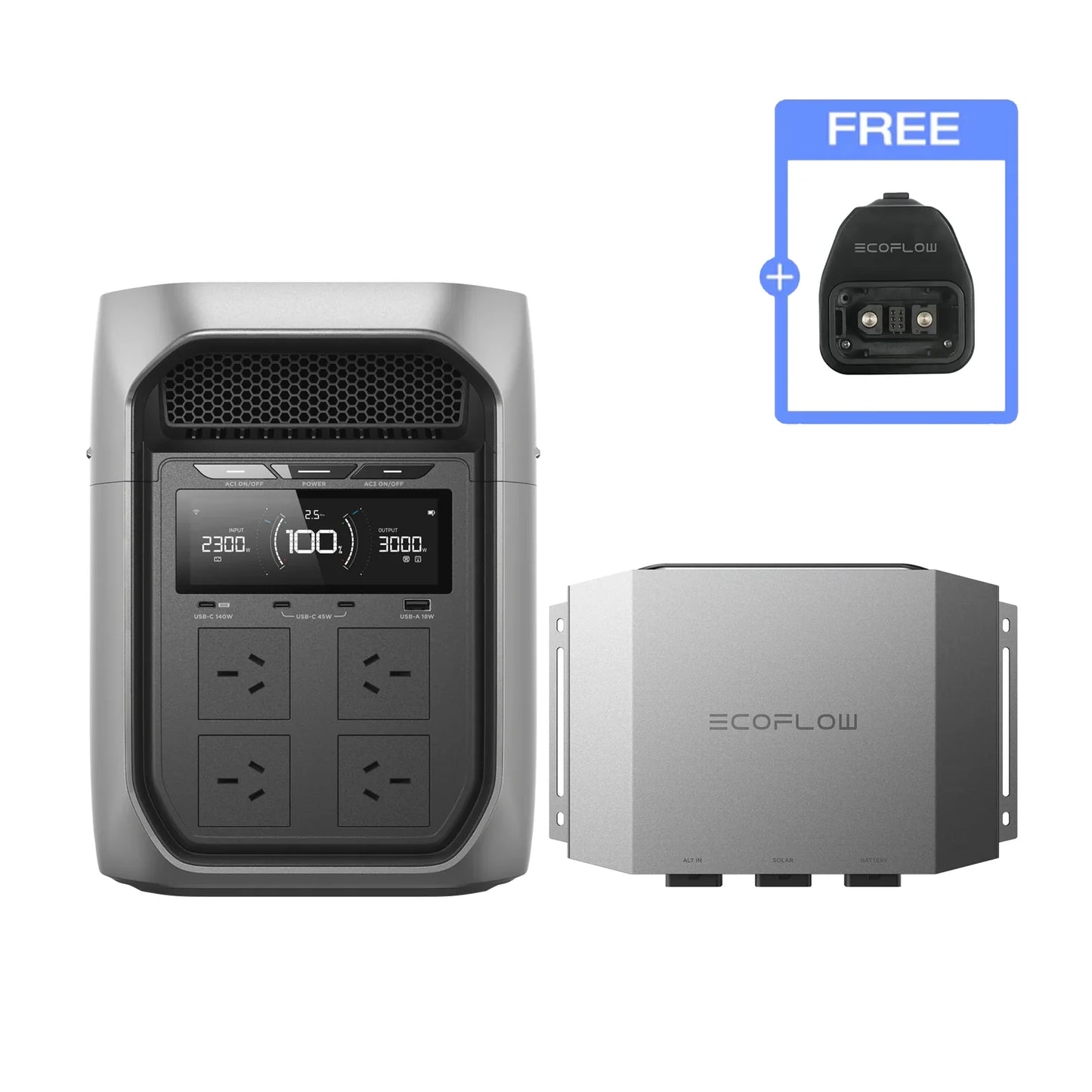 EcoFlow DELTA 3 Max Plus + 1000W Alternator Charger + Adapter