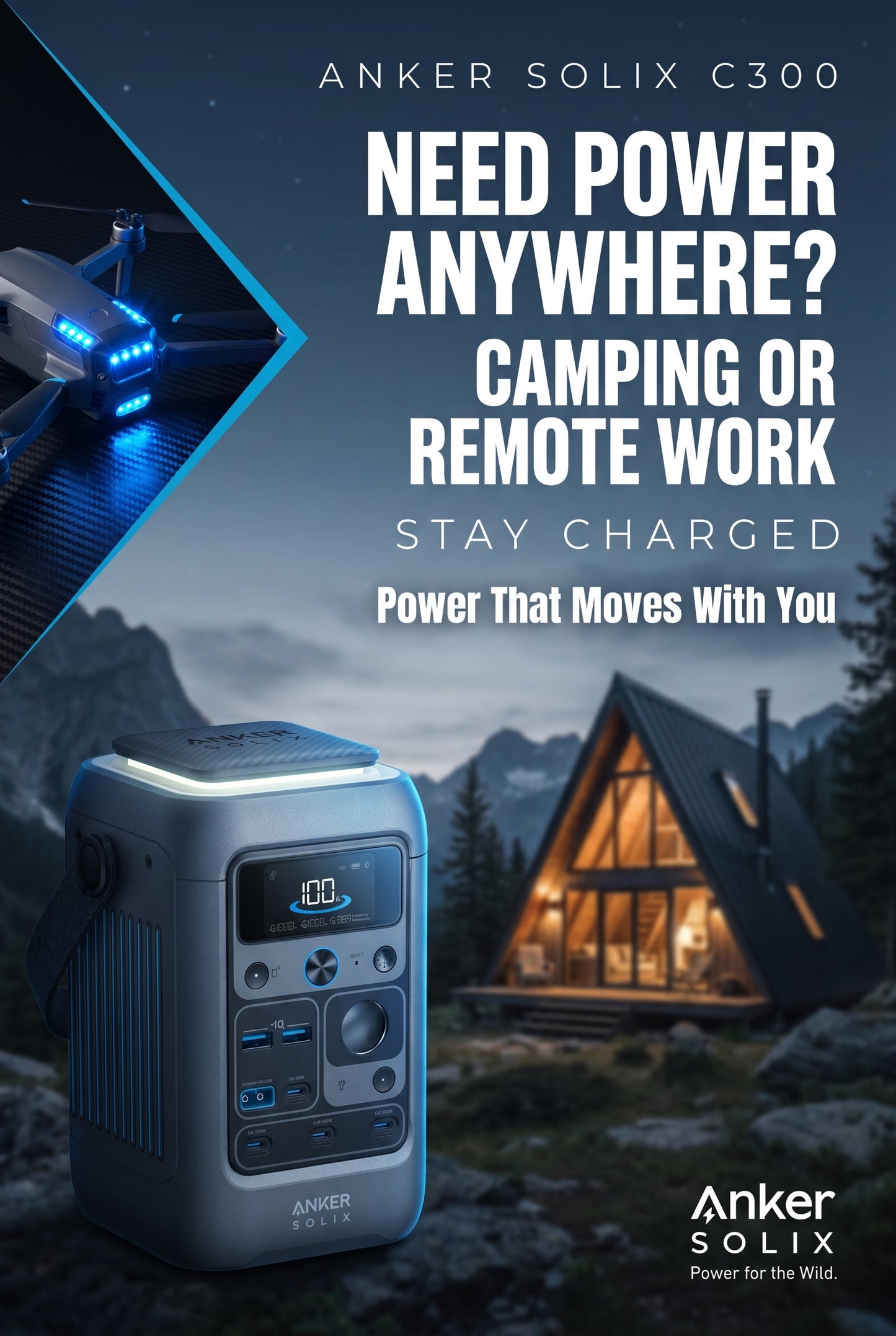 Anker SOLIX C300 DC Portable Power Station (288Wh)