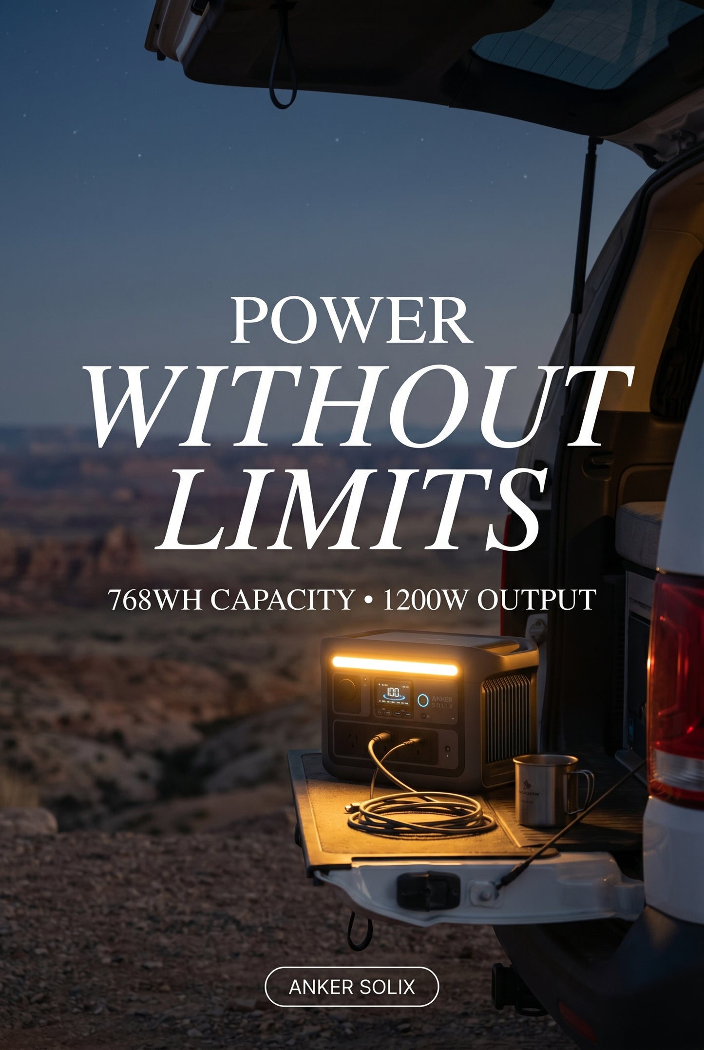 Anker SOLIX C800 Portable Power Station (768Wh, 1200W)